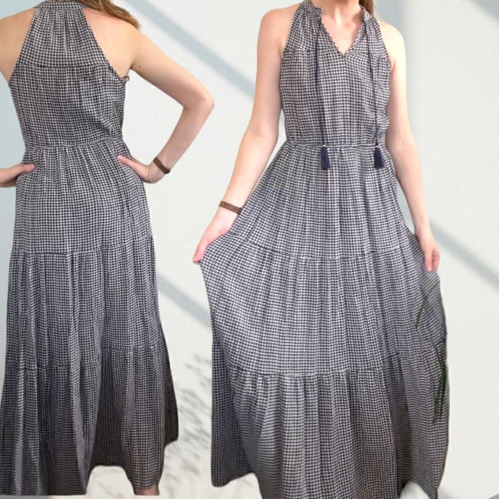 Lauren Conrad Tiered Maxi Gingham Checkerboard Dress S‎